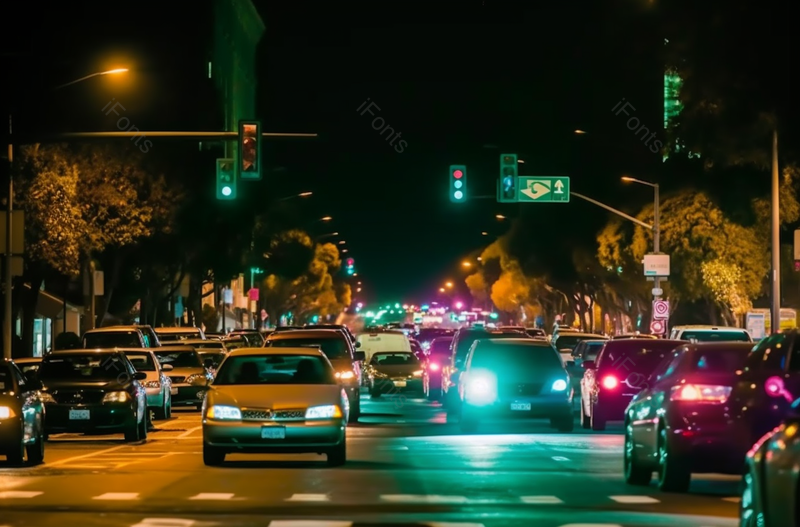 夜间在城市道路中交通拥堵实拍图,高清,摄影图,摄影图片,图片大全,摄影图免费下载